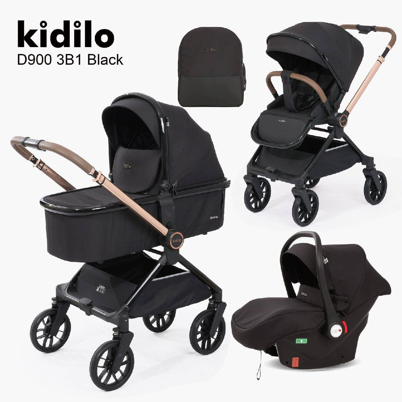 Универсальная детская коляска 3 в 1 Kidilo, модель D900 3B1