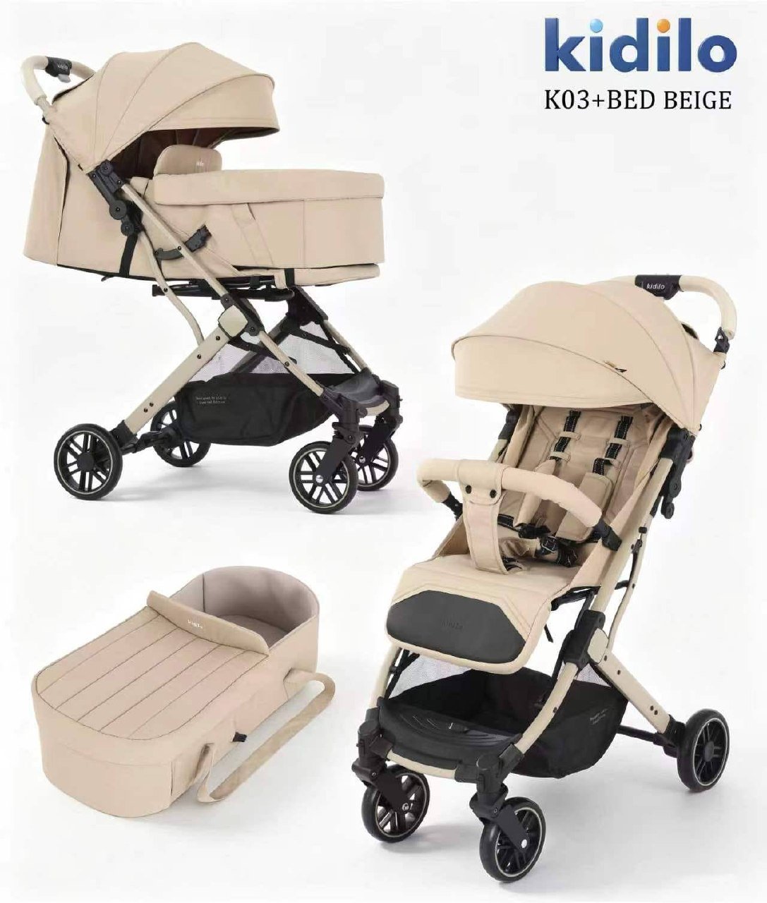 Детская коляска 2 в 1 Kidilo (K03+BED)